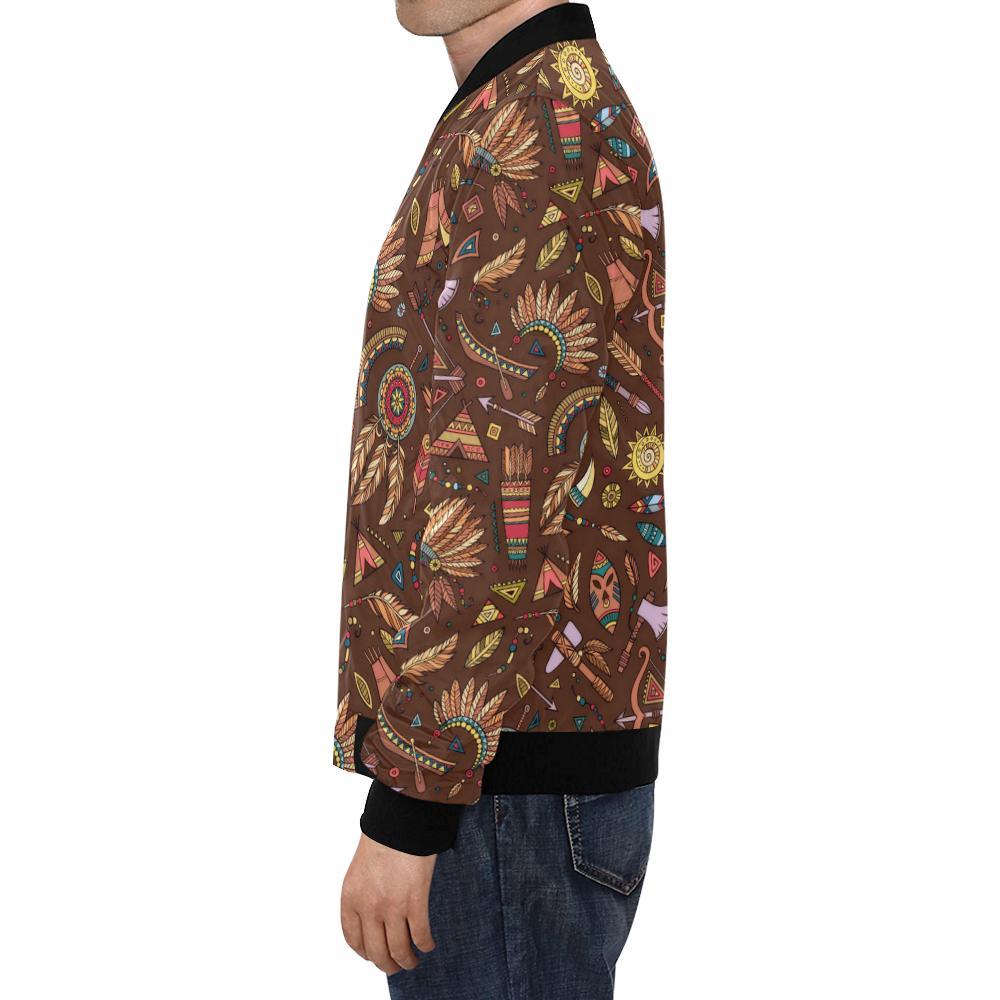 Dream Catcher Native American Boho Feather Pattern Print Men's Bomber Jacket-grizzshop