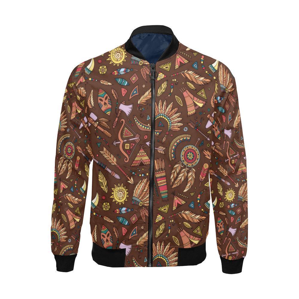 Dream Catcher Native American Boho Feather Pattern Print Men's Bomber Jacket-grizzshop