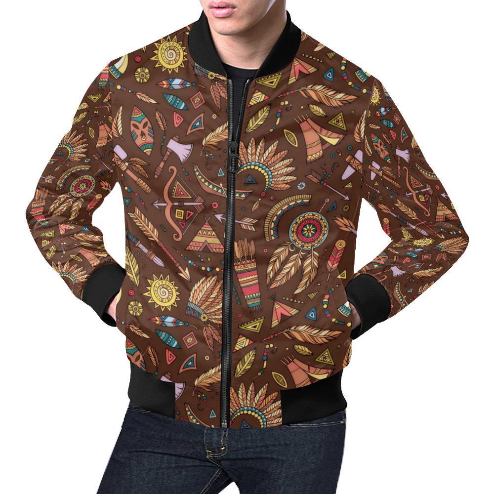 Dream Catcher Native American Boho Feather Pattern Print Men's Bomber Jacket-grizzshop