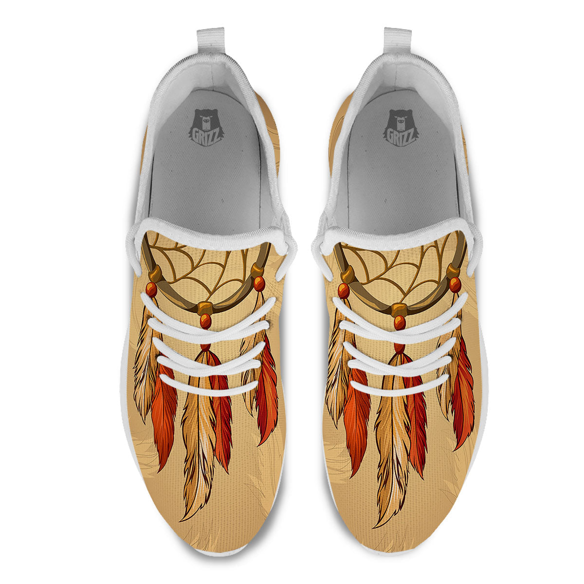 Dream Catcher Native American Print White Athletic Shoes-grizzshop