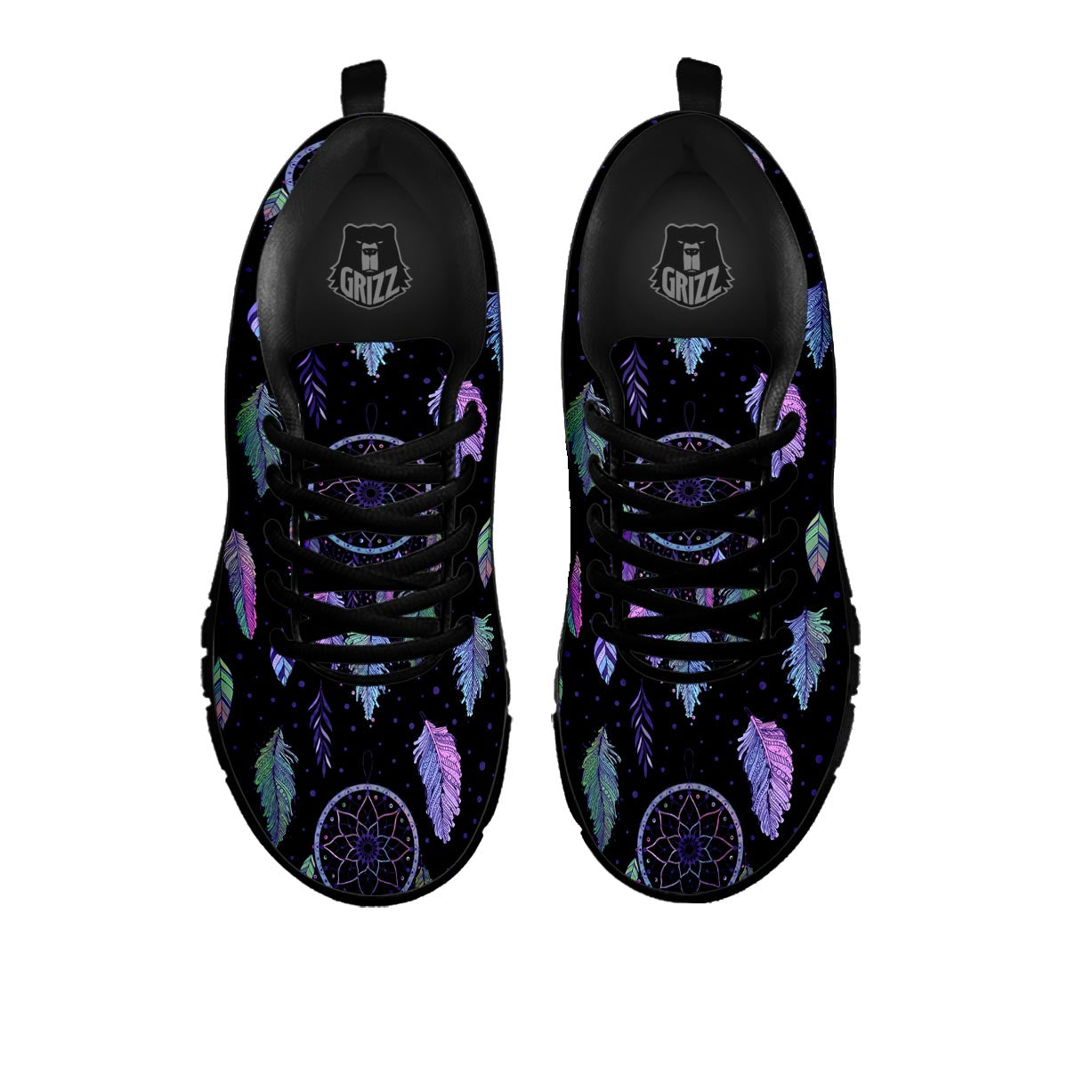 Dream Catcher Purple And Teal Print Pattern Black Sneaker-grizzshop