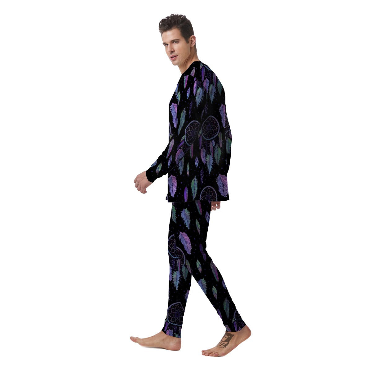 Dream Catcher Purple And Teal Print Pattern Men's Pajamas-grizzshop