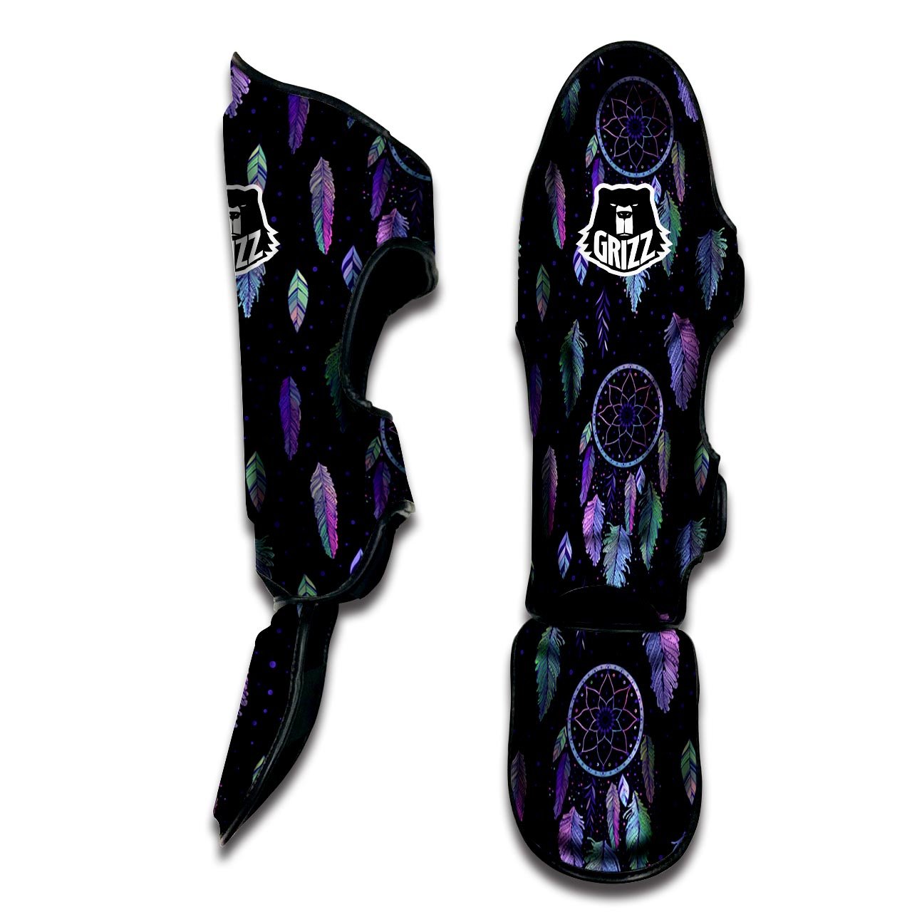 Dream Catcher Purple And Teal Print Pattern Muay Thai Shin Guards-grizzshop