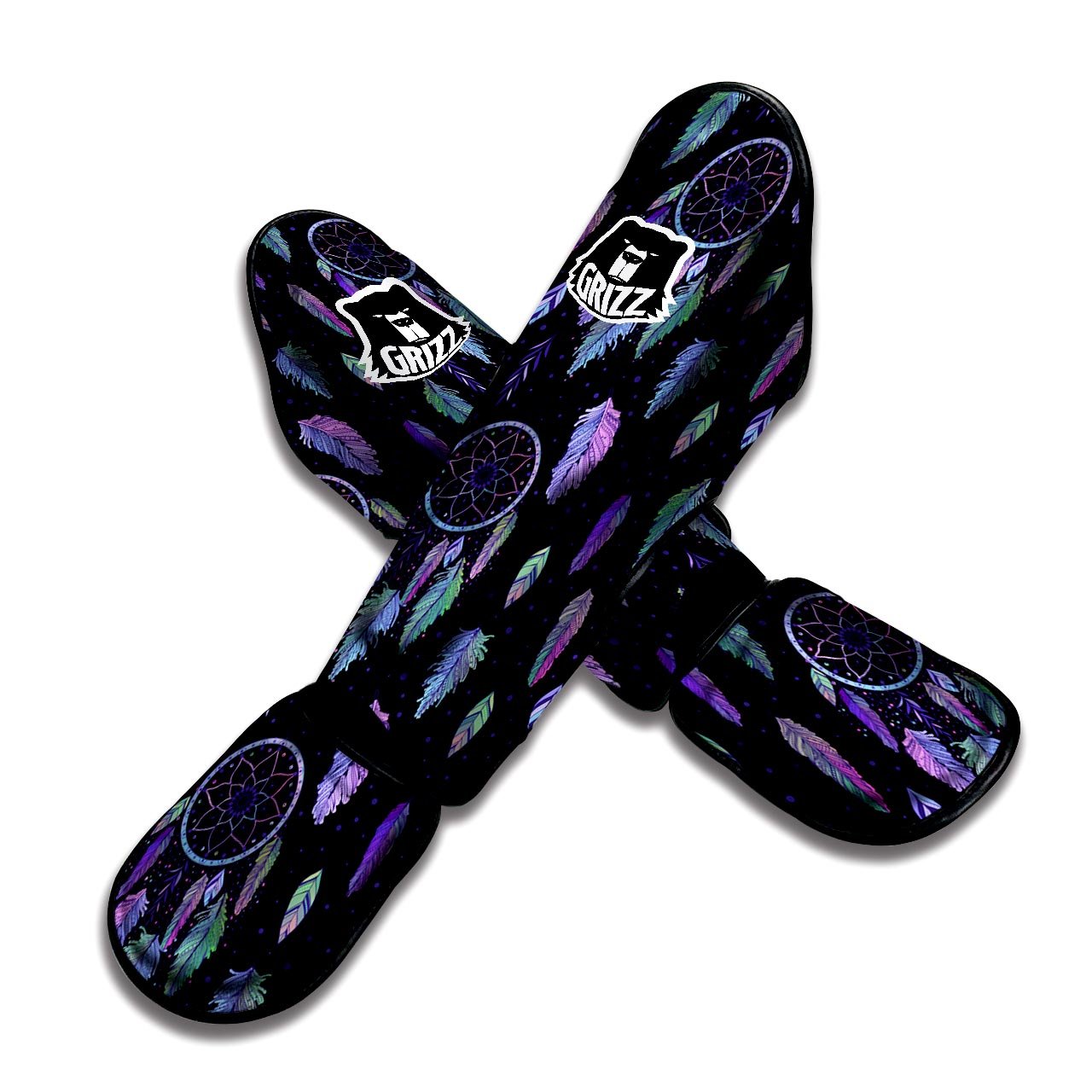 Dream Catcher Purple And Teal Print Pattern Muay Thai Shin Guards-grizzshop