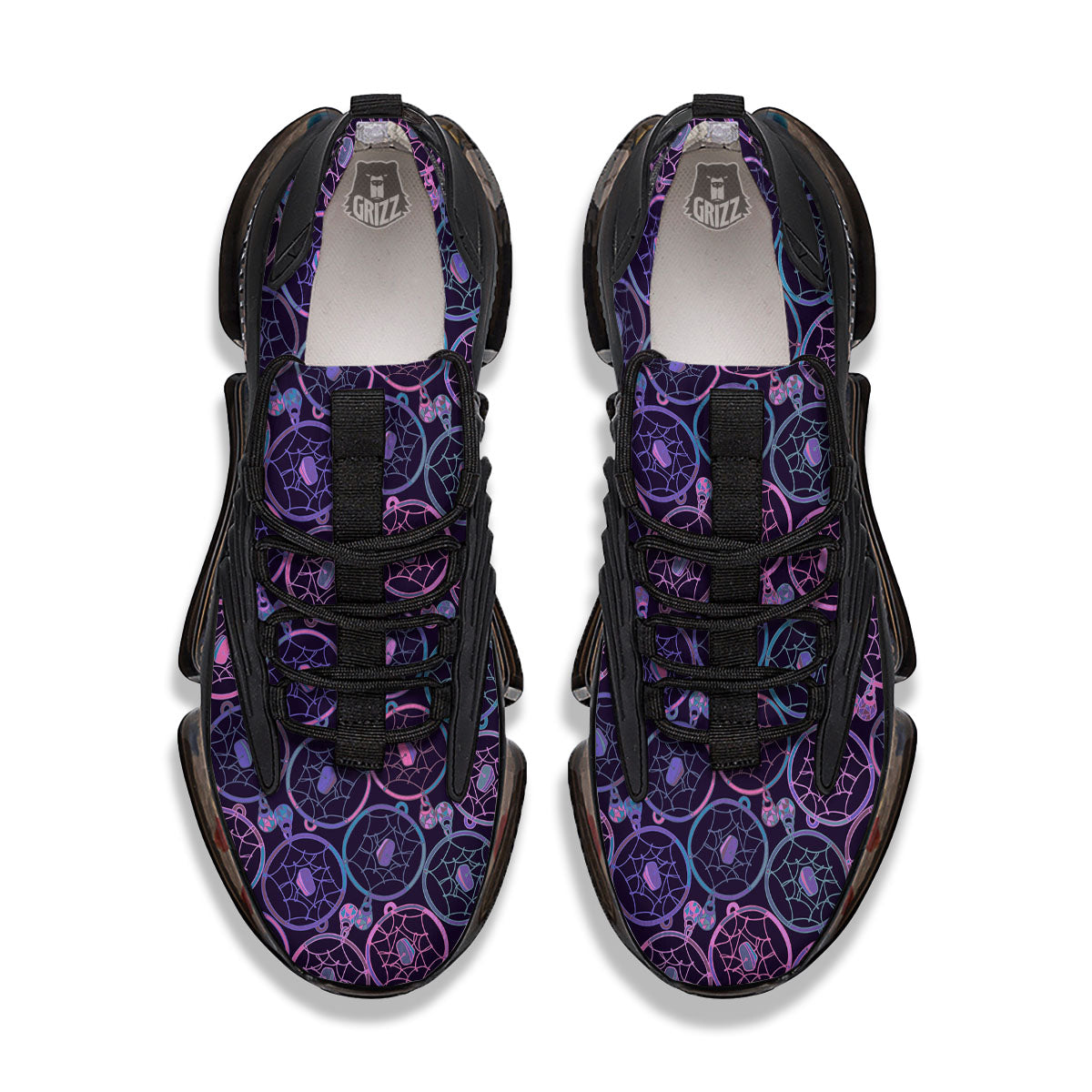 Dream Catcher Purple Boho Print Pattern Black Gym Shoes-grizzshop