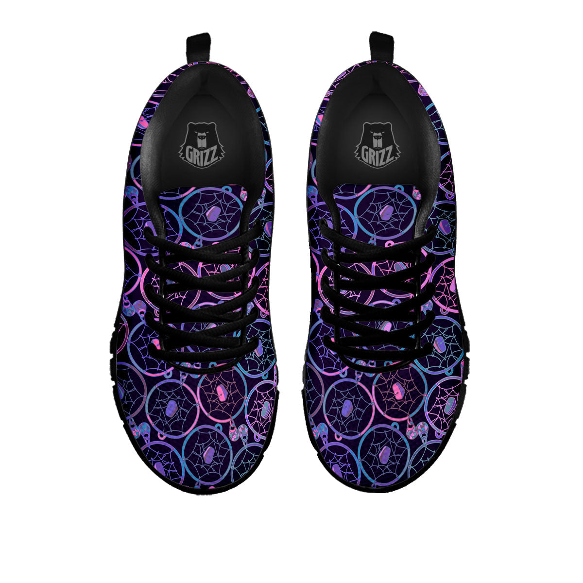 Dream Catcher Purple Boho Print Pattern Black Sneaker-grizzshop