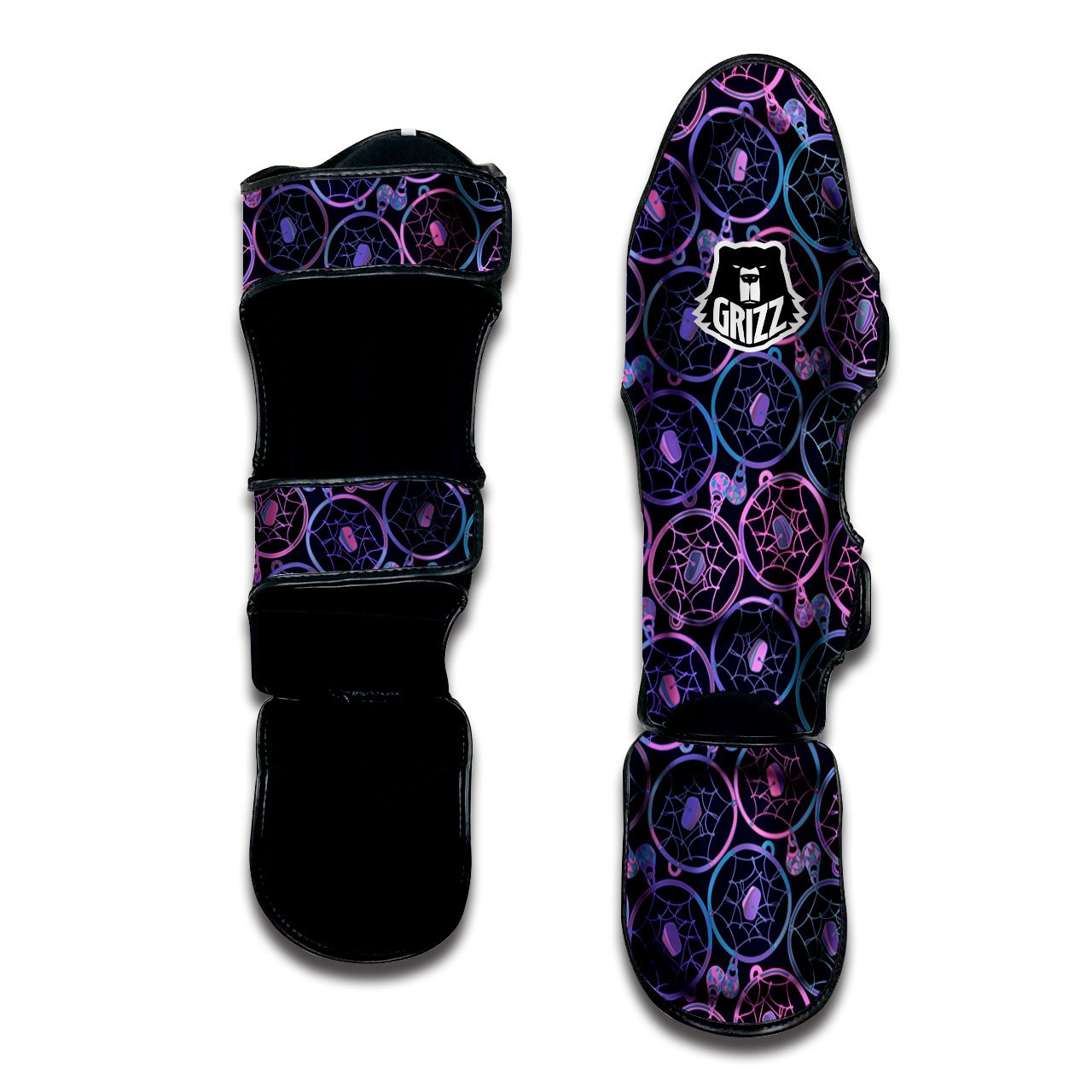 Dream Catcher Purple Boho Print Pattern Muay Thai Shin Guards-grizzshop