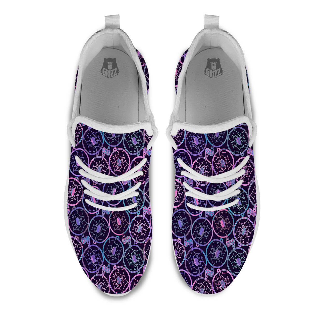 Dream Catcher Purple Boho Print Pattern White Athletic Shoes-grizzshop