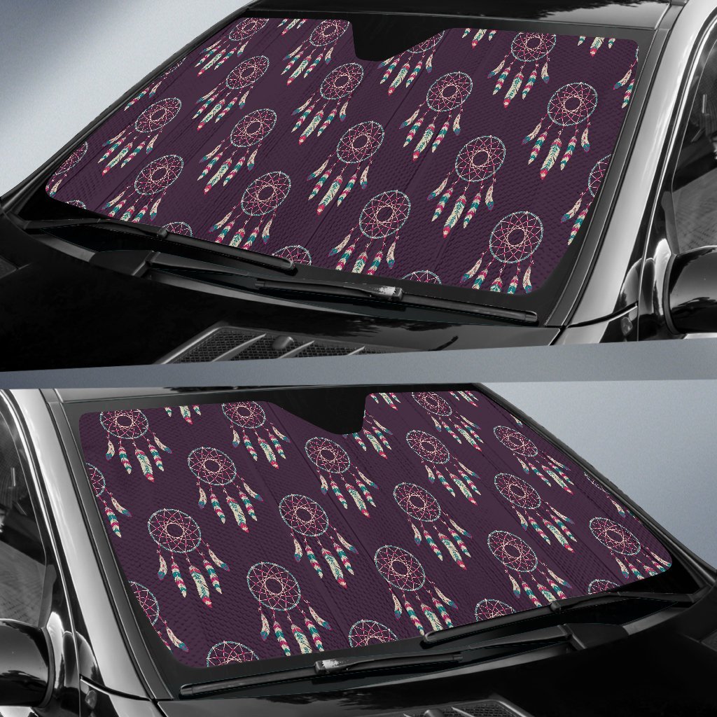 Dream Catcher Purple Feather Car Sun Shade-grizzshop