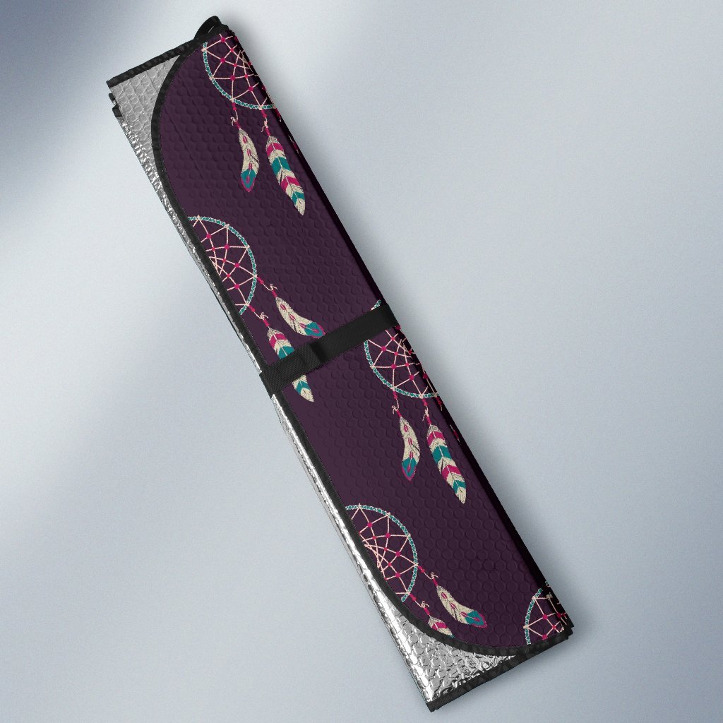 Dream Catcher Purple Feather Car Sun Shade-grizzshop