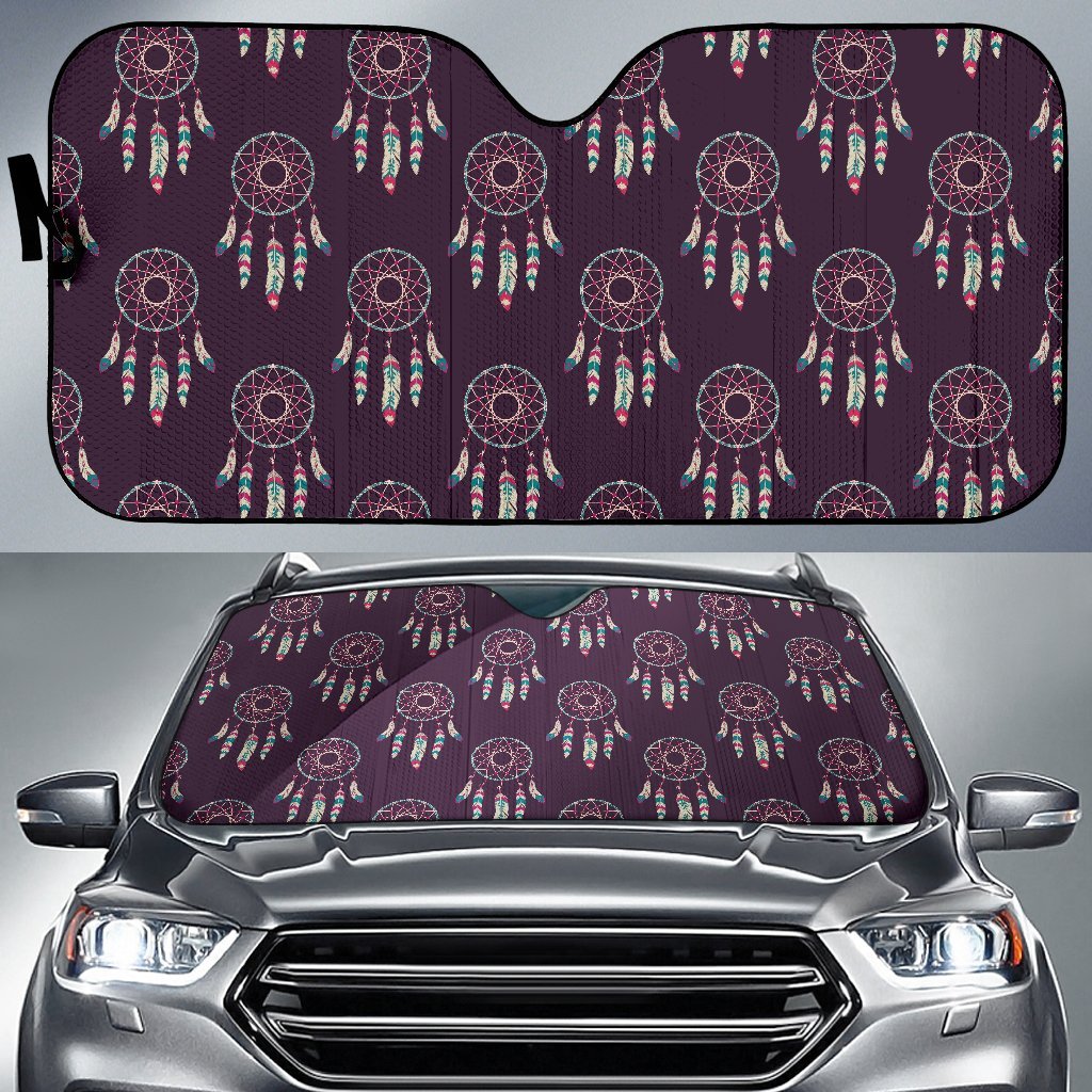 Dream Catcher Purple Feather Car Sun Shade-grizzshop