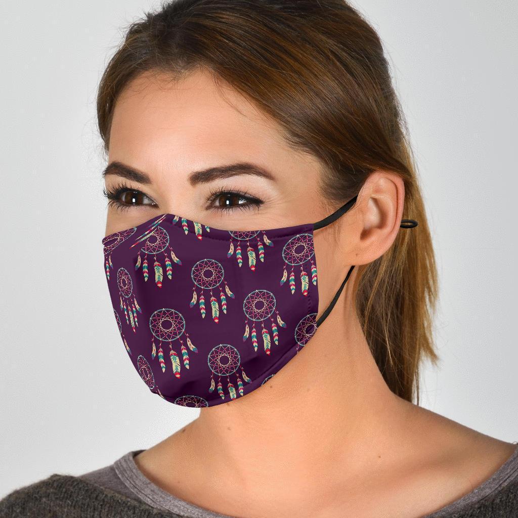 Dream Catcher Purple Feather Face Mask-grizzshop