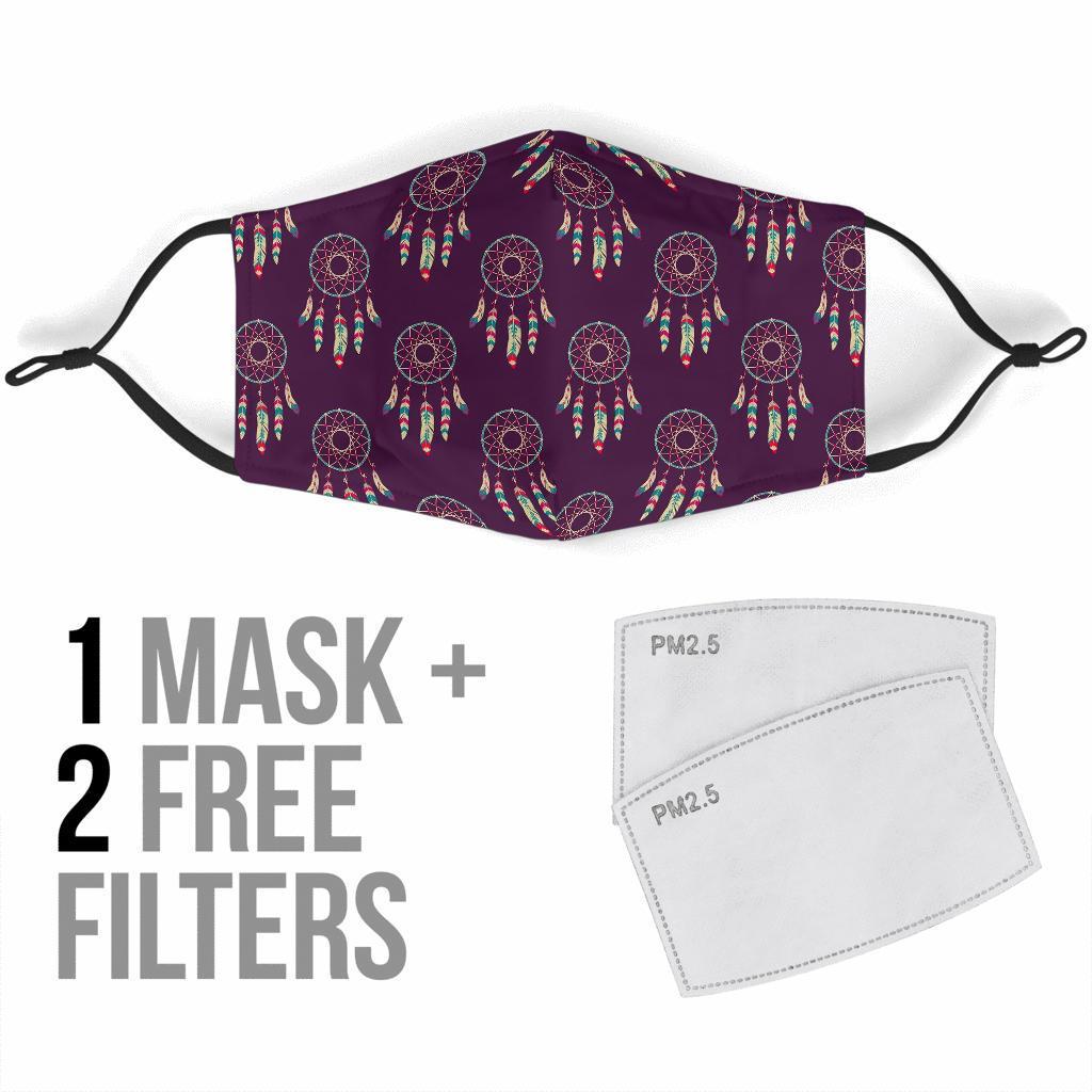 Dream Catcher Purple Feather Face Mask-grizzshop