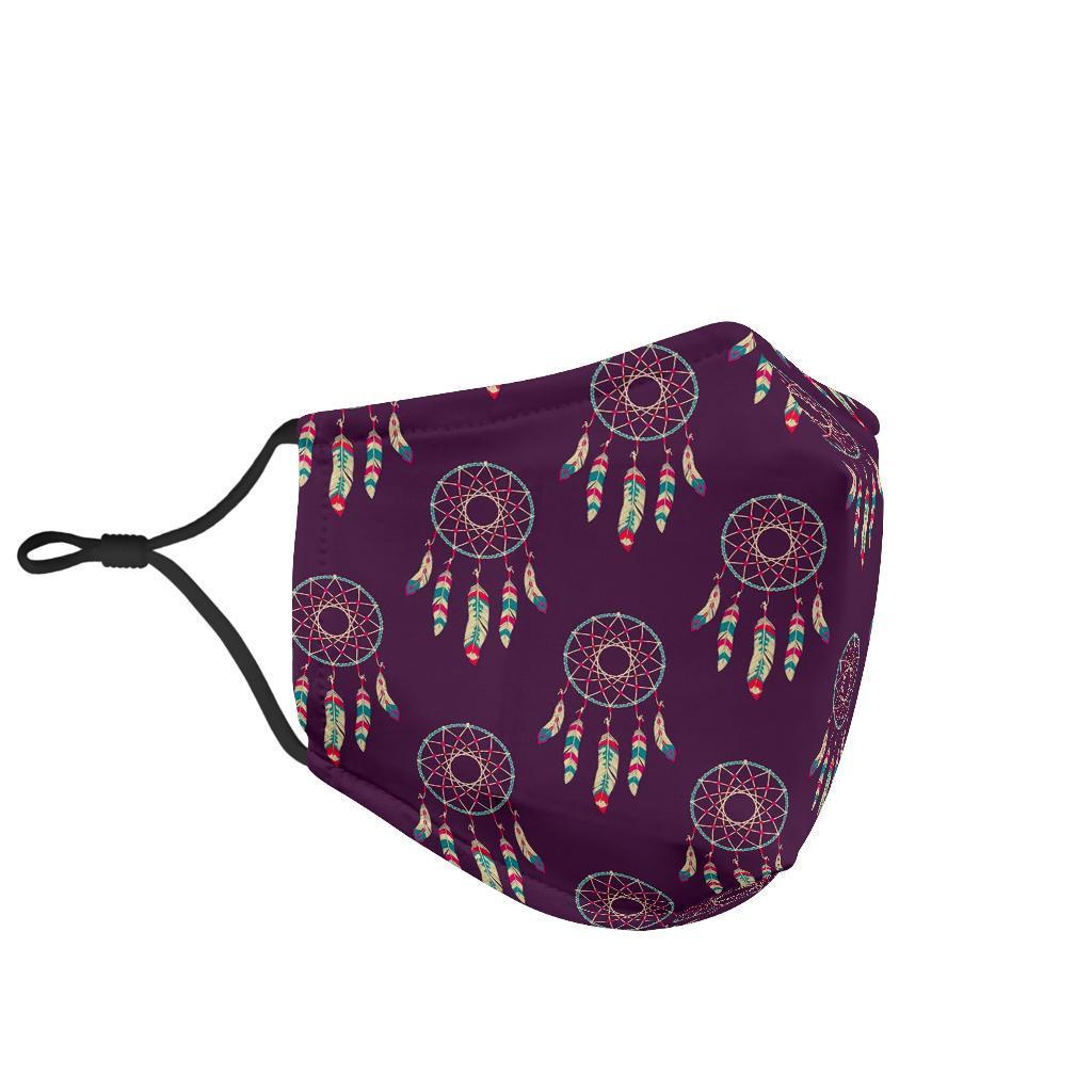 Dream Catcher Purple Feather Face Mask-grizzshop