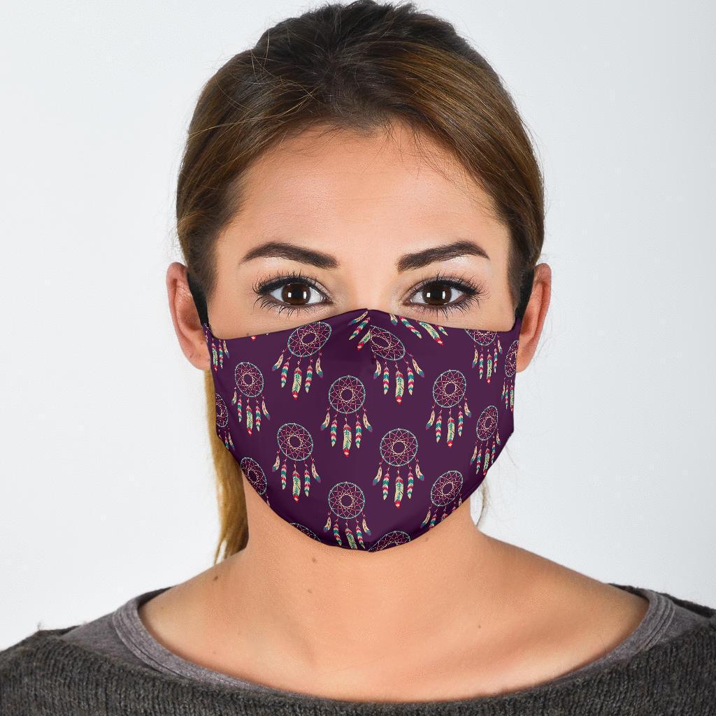 Dream Catcher Purple Feather Face Mask-grizzshop