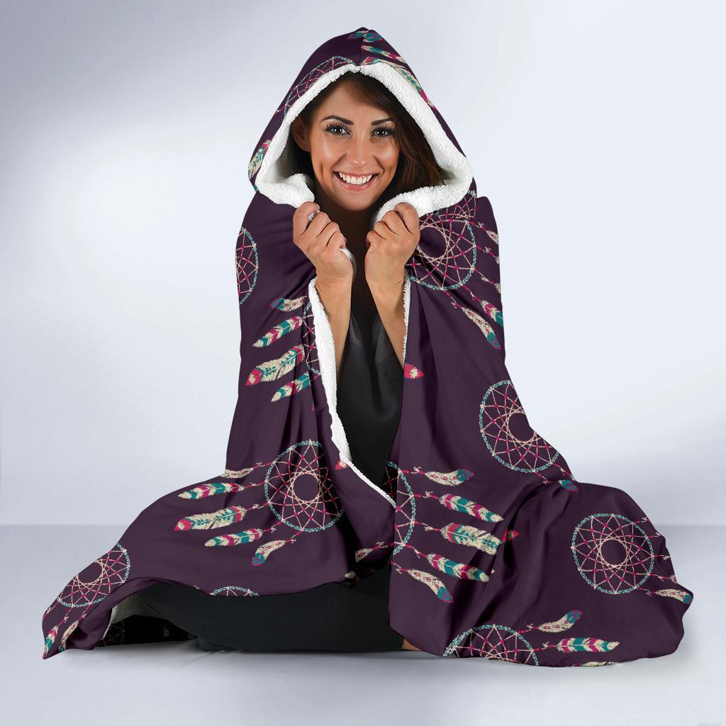 Dream Catcher Purple Feather Hooded Blanket-grizzshop