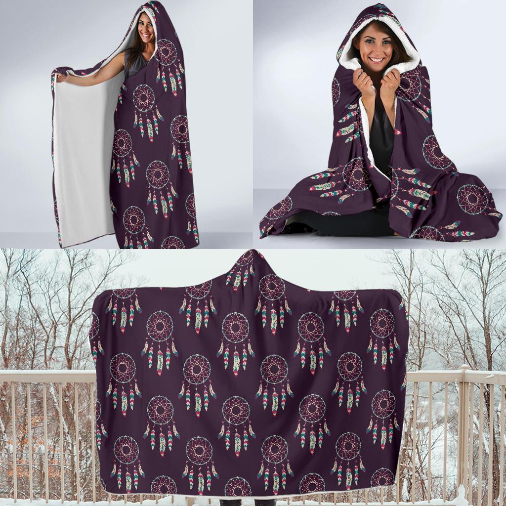 Dream Catcher Purple Feather Hooded Blanket-grizzshop