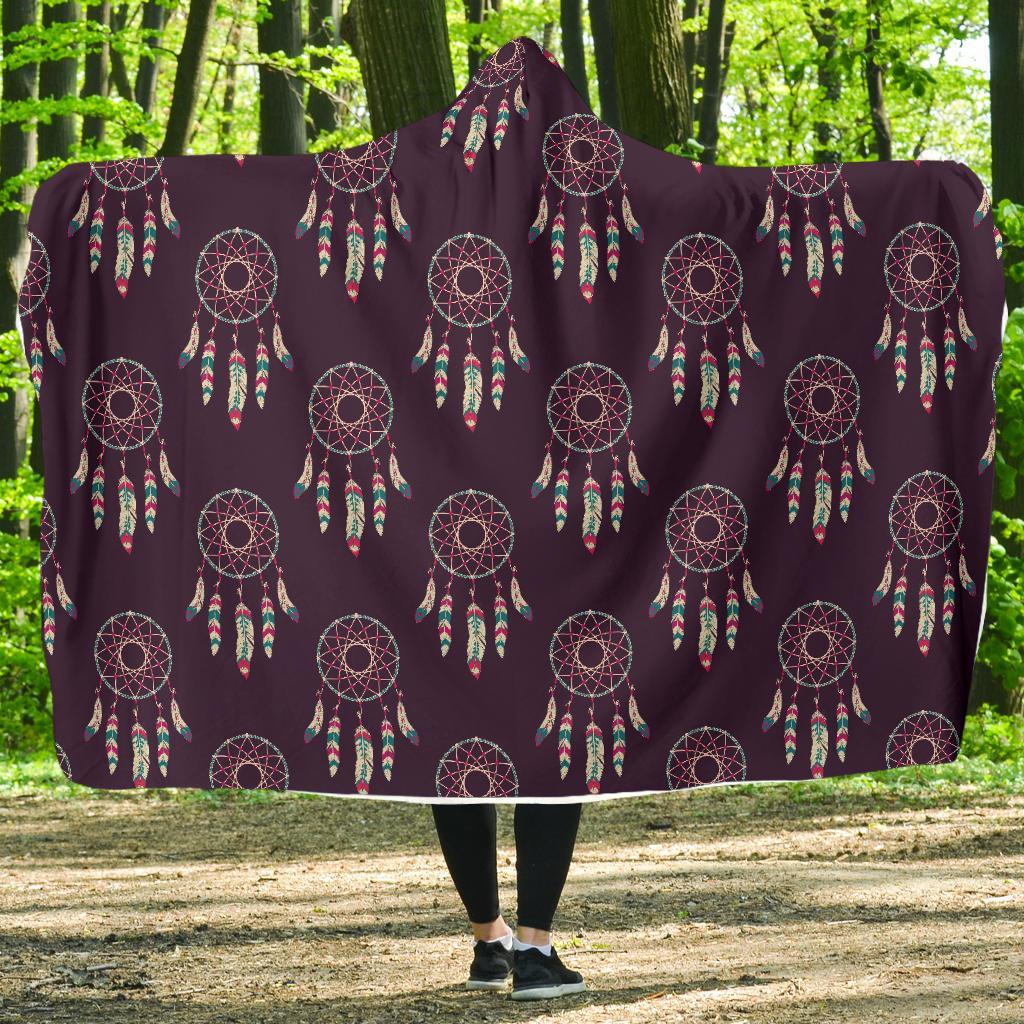 Dream Catcher Purple Feather Hooded Blanket-grizzshop