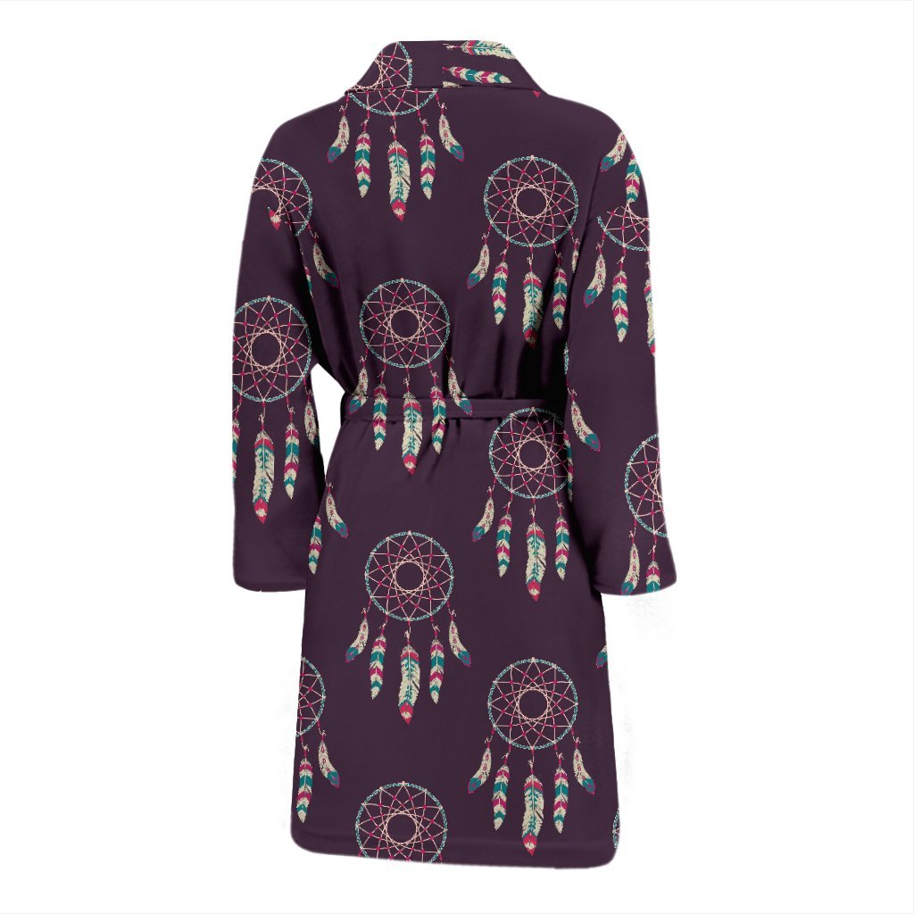 Dream Catcher Purple Feather Men Long Robe-grizzshop