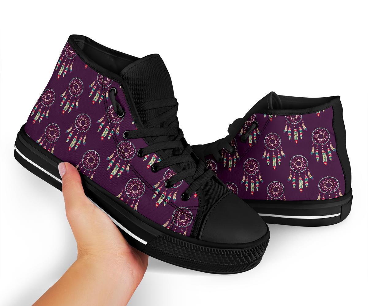 Dream Catcher Purple Feather Men Women's High Top Shoes-grizzshop