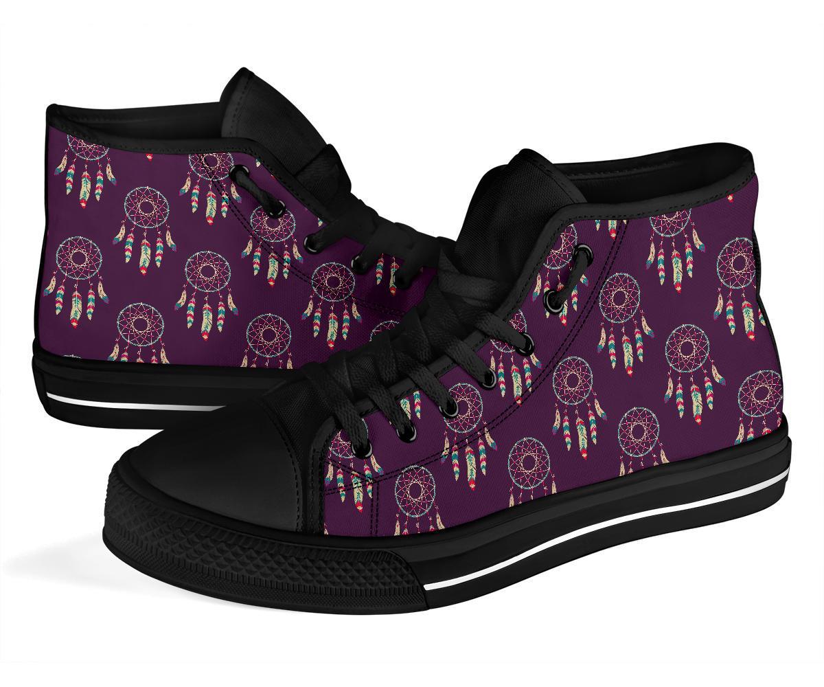 Dream Catcher Purple Feather Men Women's High Top Shoes-grizzshop