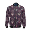 Dream Catcher Purple Feather Pattern Print Men's Bomber Jacket-grizzshop