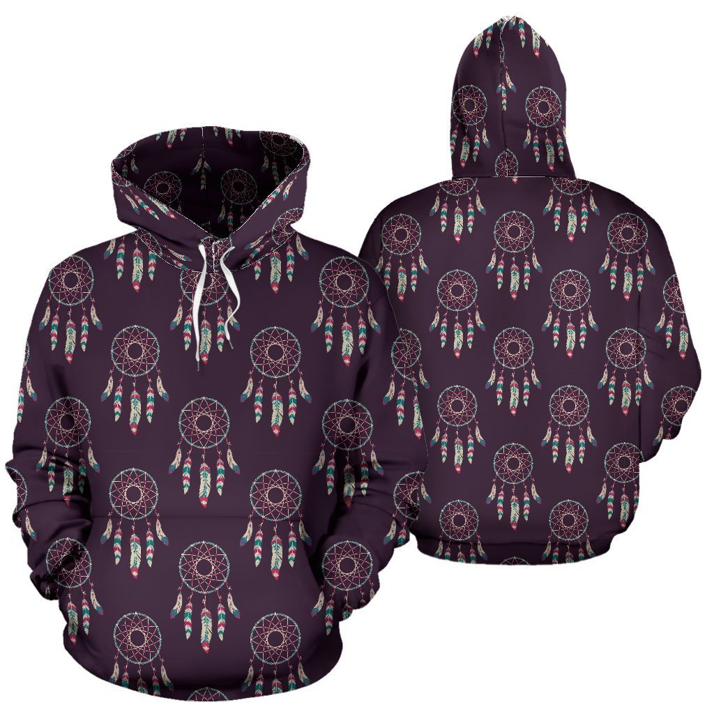 Dream Catcher Purple Feather Pattern Print Women Men Pullover Hoodie-grizzshop