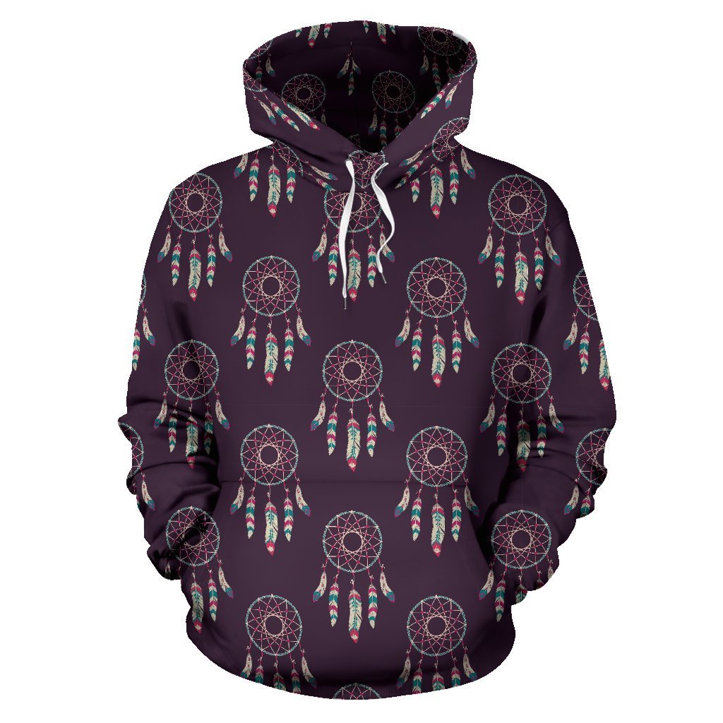 Dream Catcher Purple Feather Pattern Print Women Men Pullover Hoodie-grizzshop