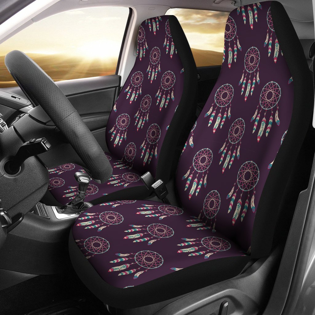 Dream Catcher Purple Feather Universal Fit Car Seat Cover-grizzshop