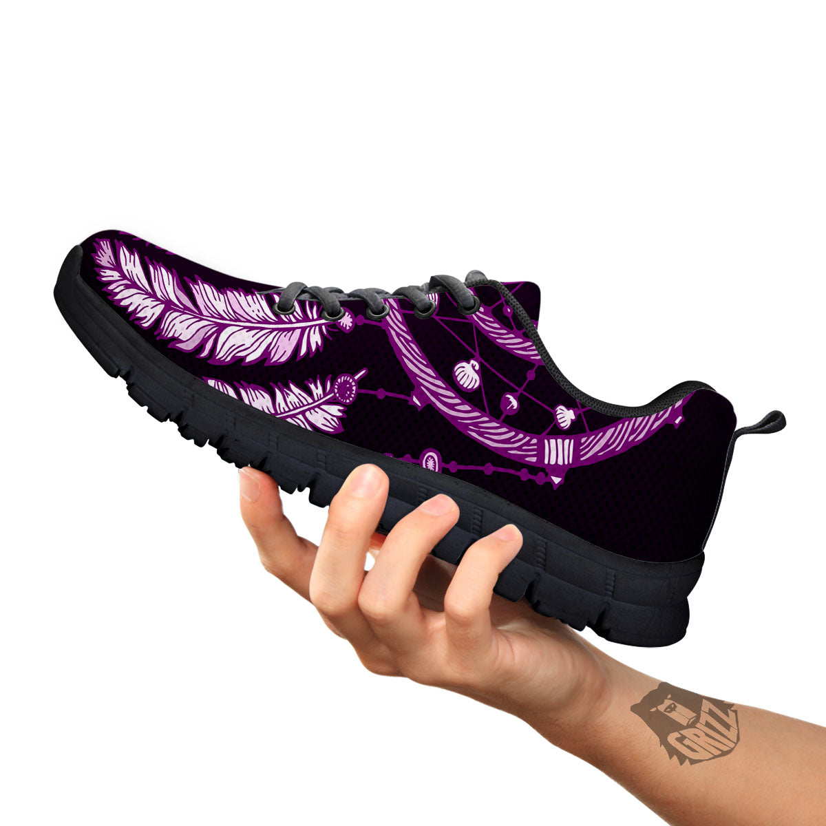 Dream Catcher Purple Indian Print Black Sneaker-grizzshop