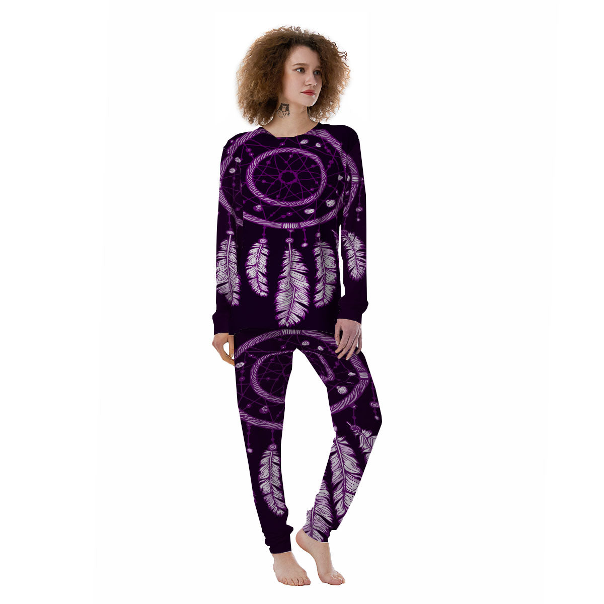 Dream Catcher Purple Indian Print Women's Pajamas-grizzshop