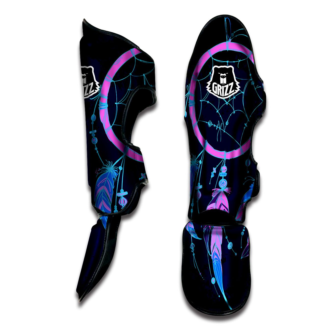 Dream Catcher Purple Native Print Muay Thai Shin Guards-grizzshop