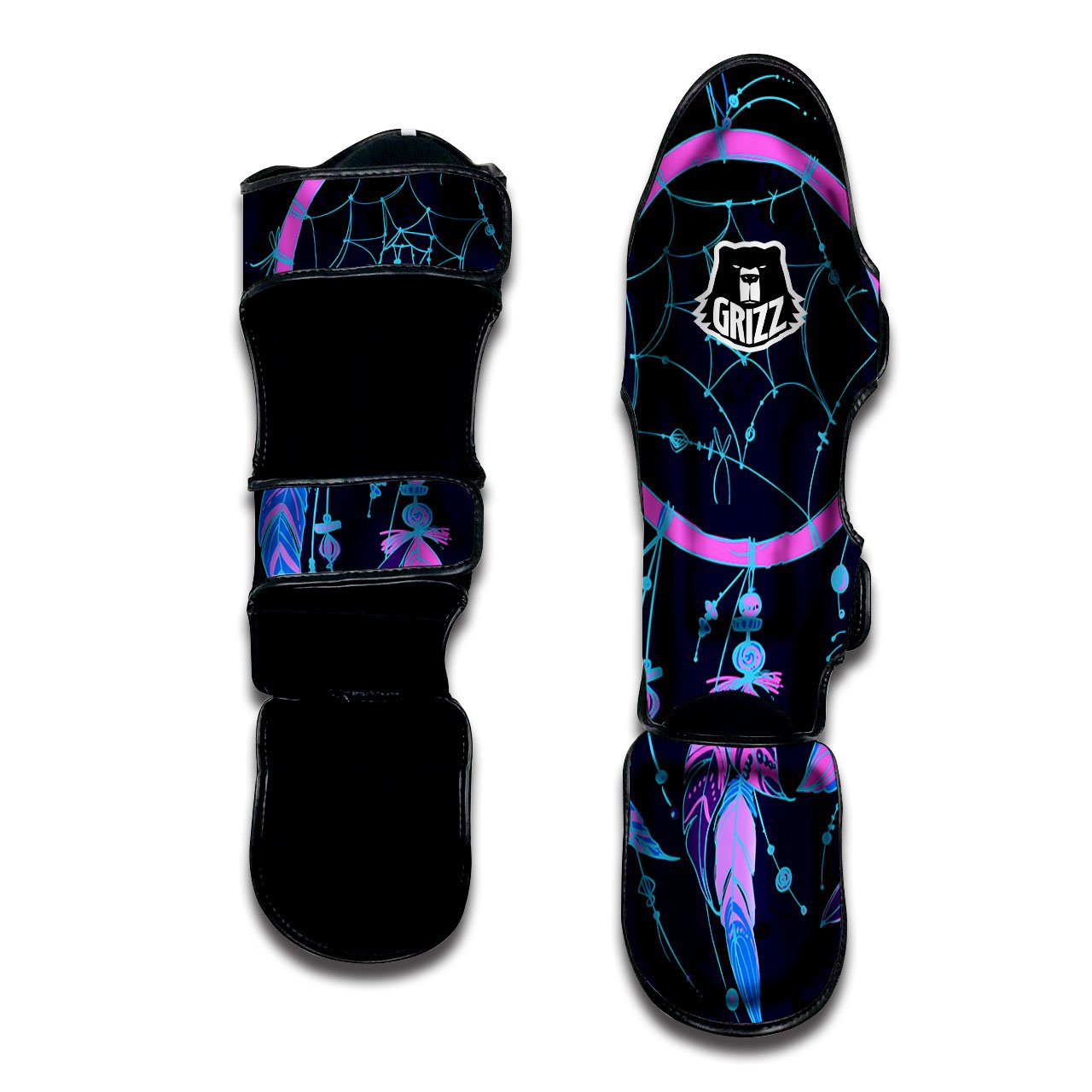 Dream Catcher Purple Native Print Muay Thai Shin Guards-grizzshop