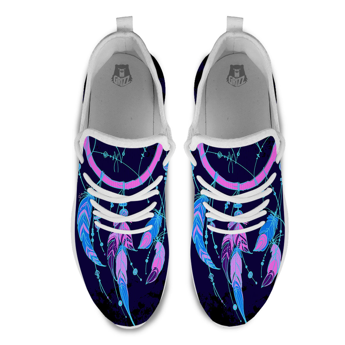 Dream Catcher Purple Native Print White Athletic Shoes-grizzshop