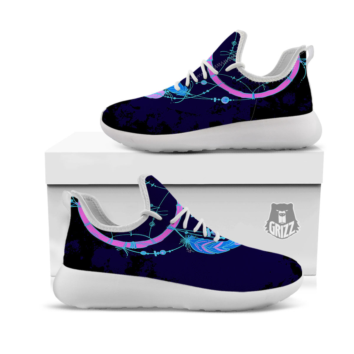 Dream Catcher Purple Native Print White Athletic Shoes-grizzshop