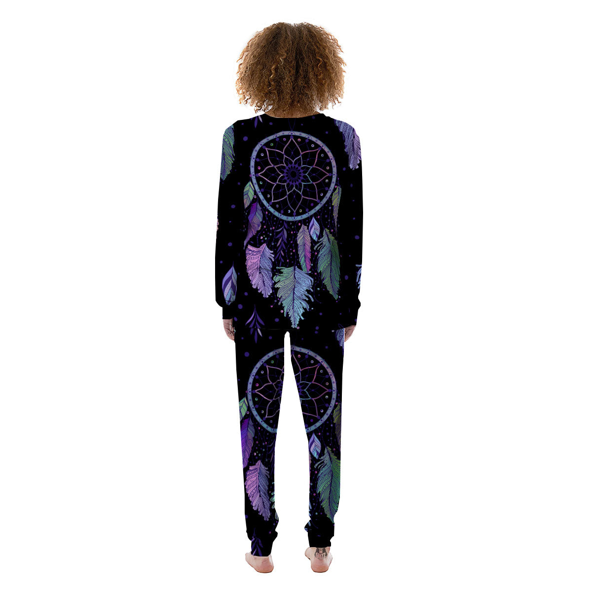 Dream Catcher Teal And Purple Print Women's Pajamas-grizzshop