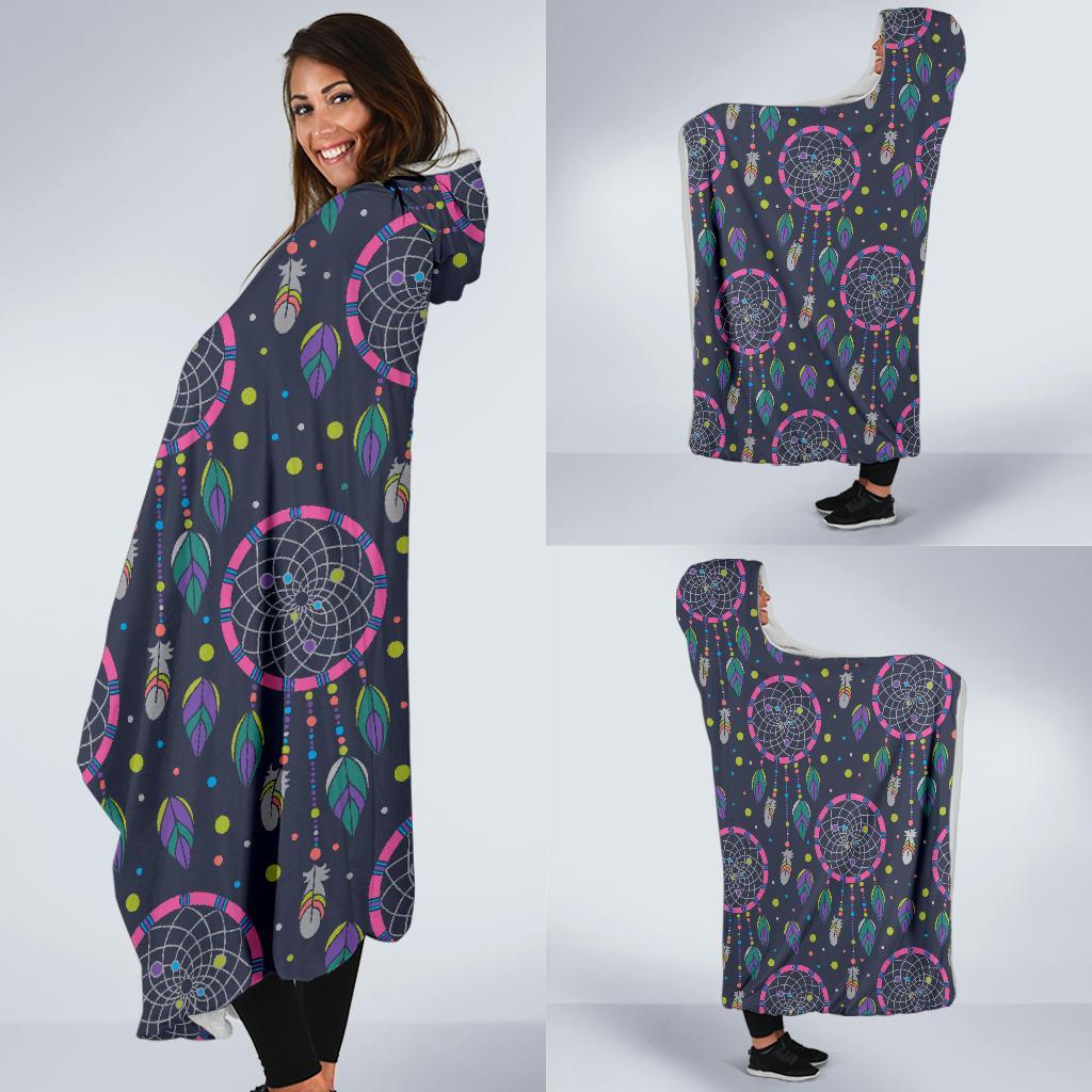 Dream Catcher Vintage Feather Hooded Blanket-grizzshop