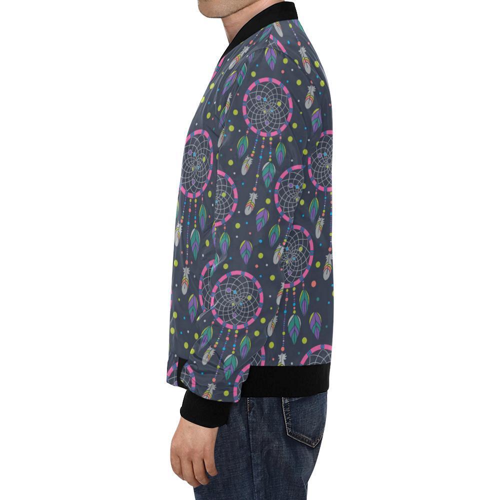 Dream Catcher Vintage Feather Pattern Print Men's Bomber Jacket-grizzshop