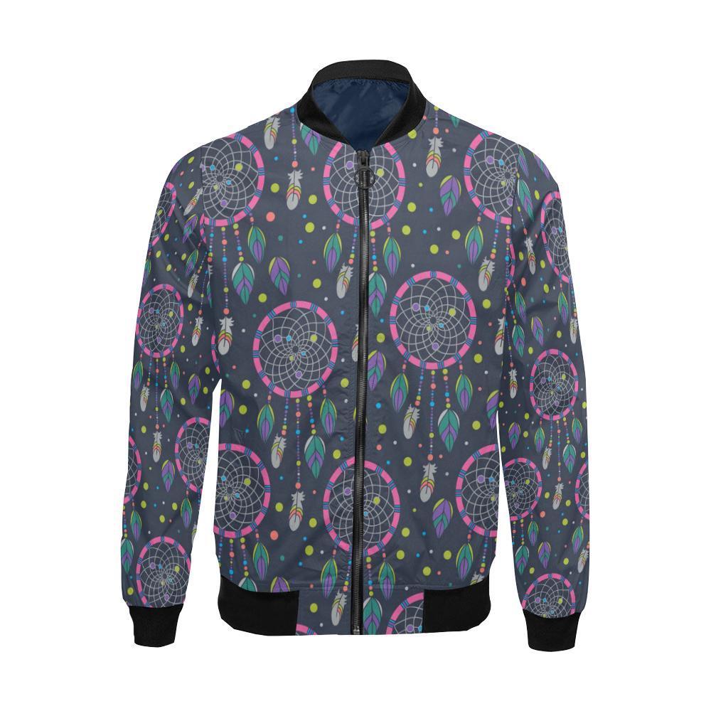Dream Catcher Vintage Feather Pattern Print Men's Bomber Jacket-grizzshop