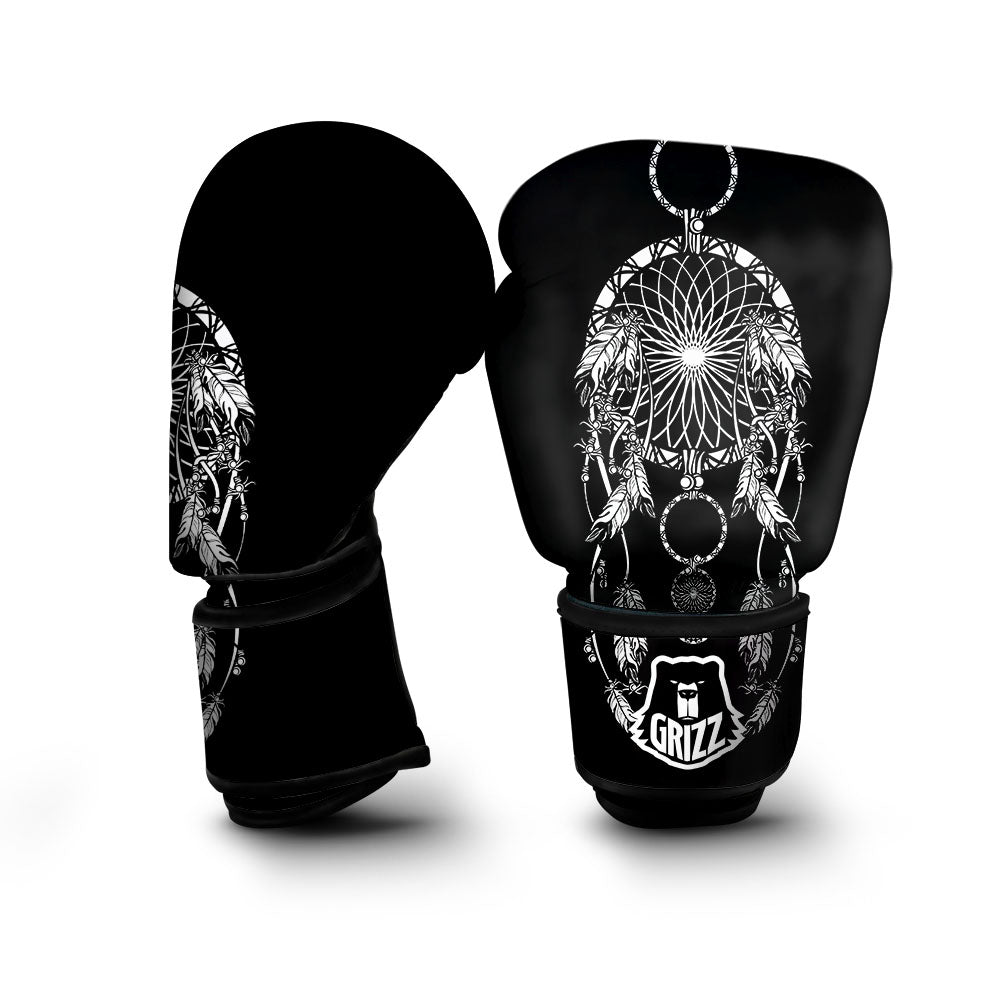 Dream Catcher White And Black Print Boxing Gloves-grizzshop