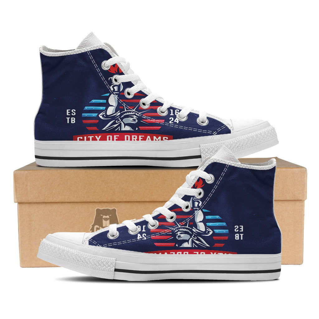 Dream Of Liberty American Print White High Top Shoes-grizzshop