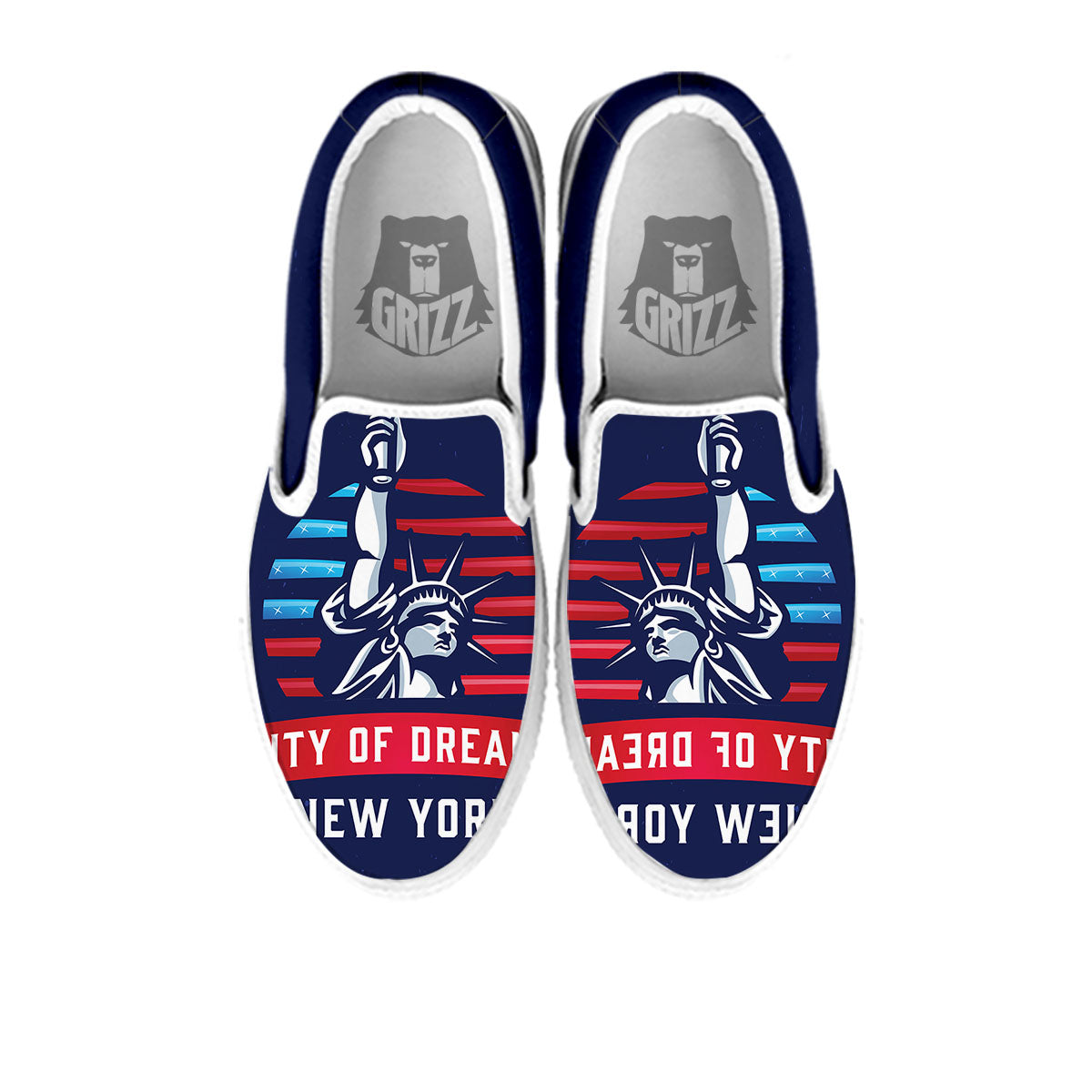 Dream Of Liberty American Print White Slip On Shoes-grizzshop