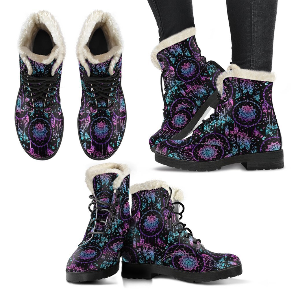 Dream catcher boho mandala Pattern Print Comfy Winter Boots-grizzshop