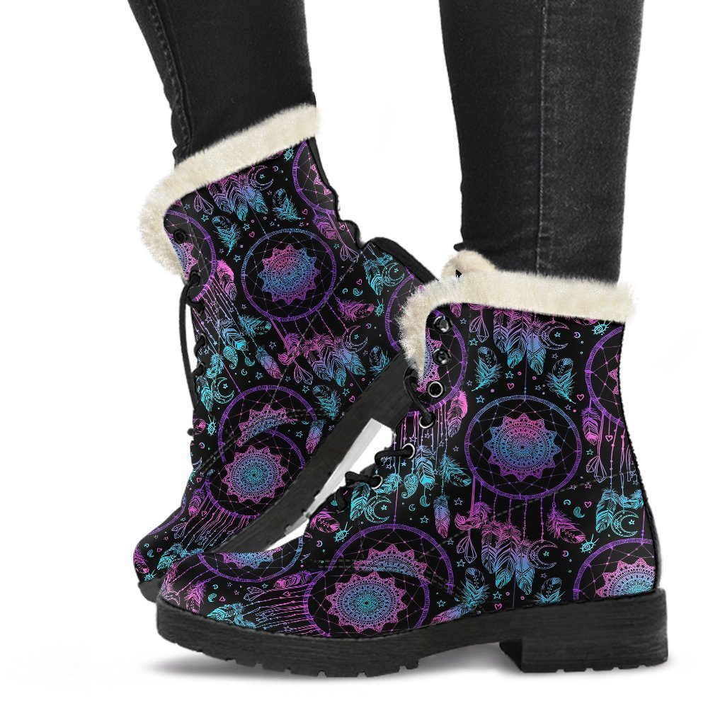 Dream catcher boho mandala Pattern Print Comfy Winter Boots-grizzshop