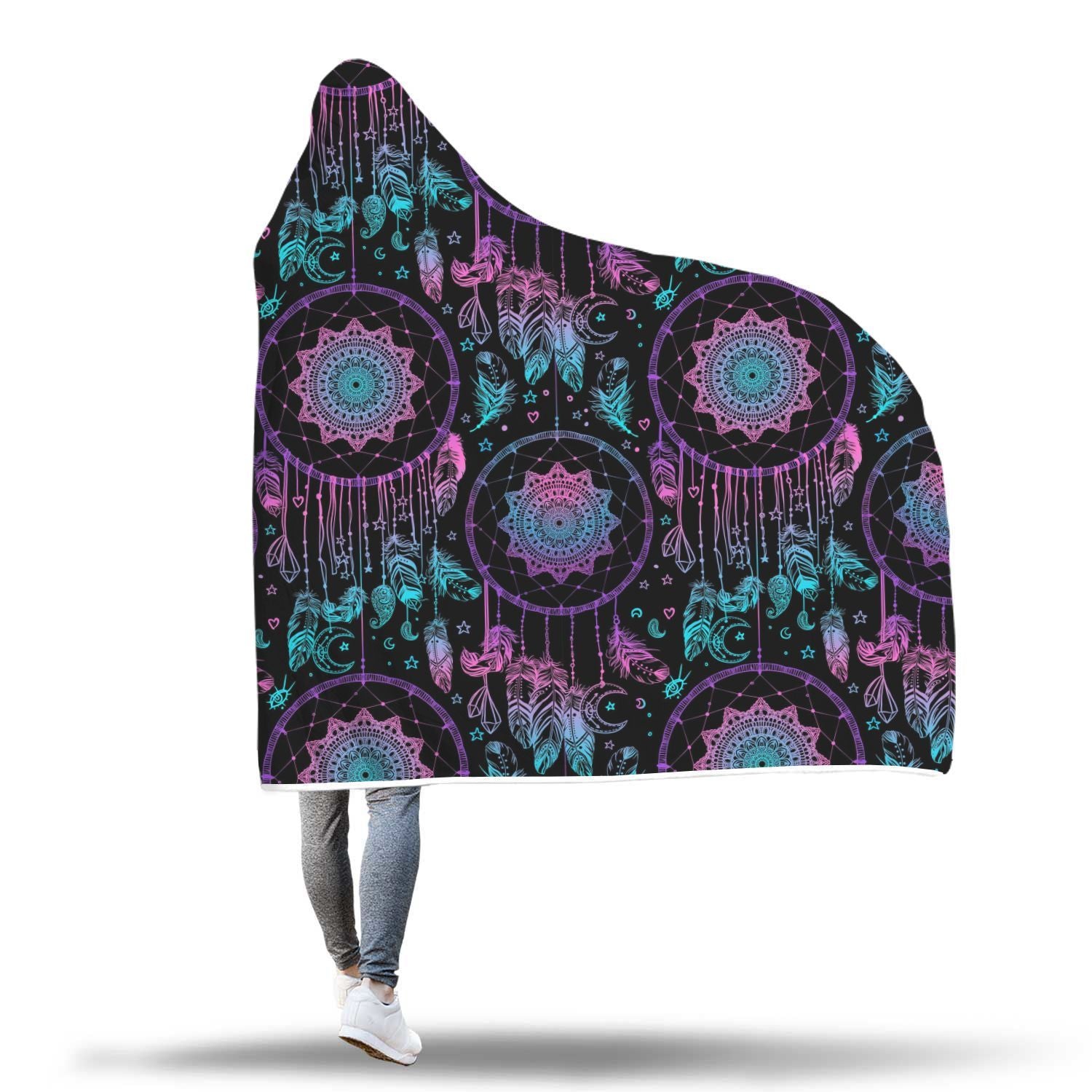 Dream catcher boho mandala Pattern Print Hooded Blanket-grizzshop