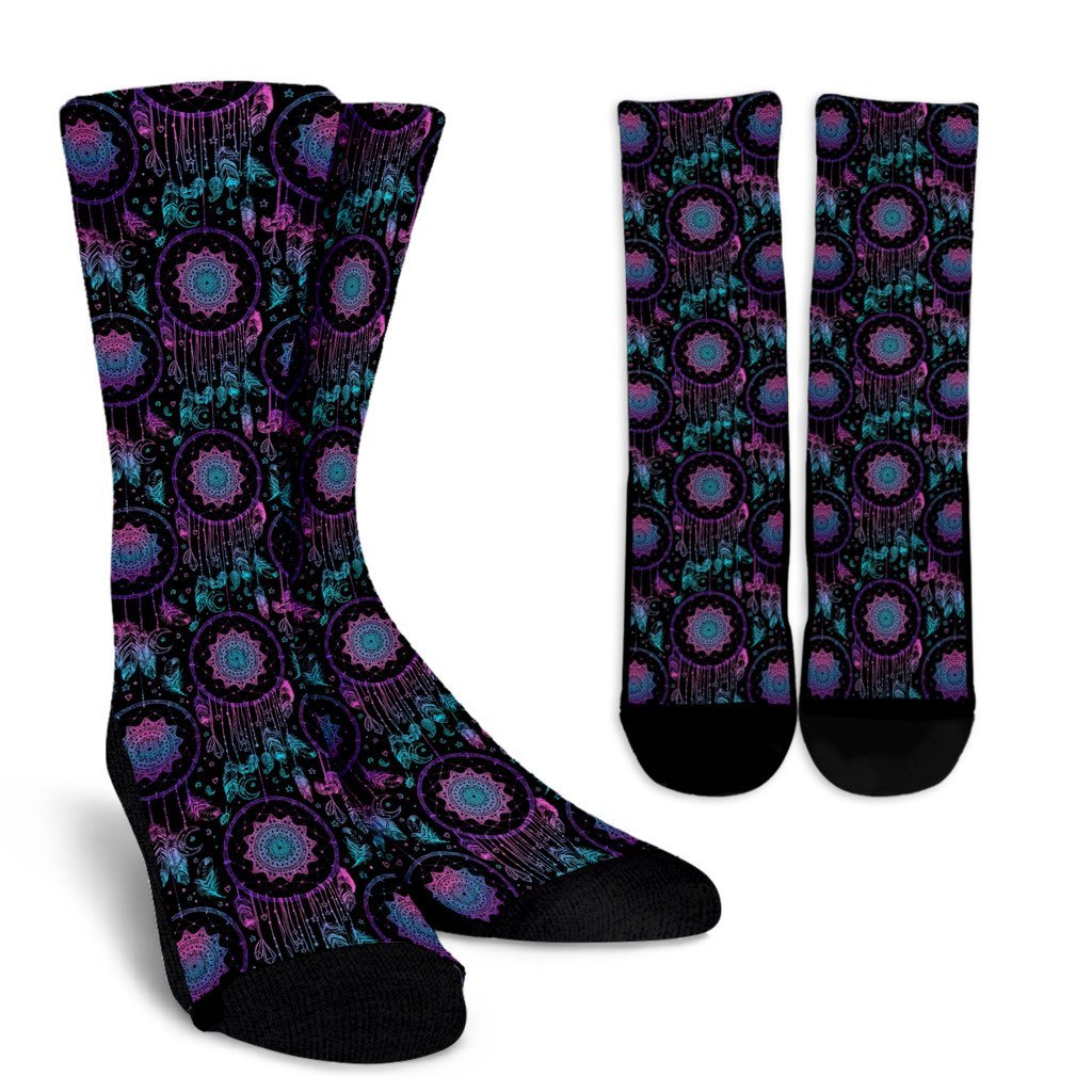 Dream catcher boho mandala Pattern Print Unisex Crew Socks-grizzshop