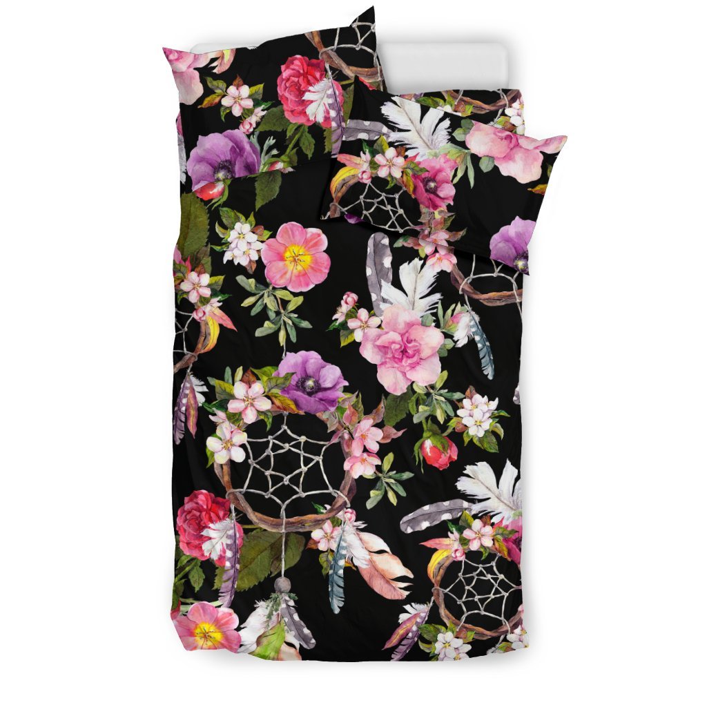 Dream Catcher Flower Boho Feather Duvet Cover Bedding Set-grizzshop