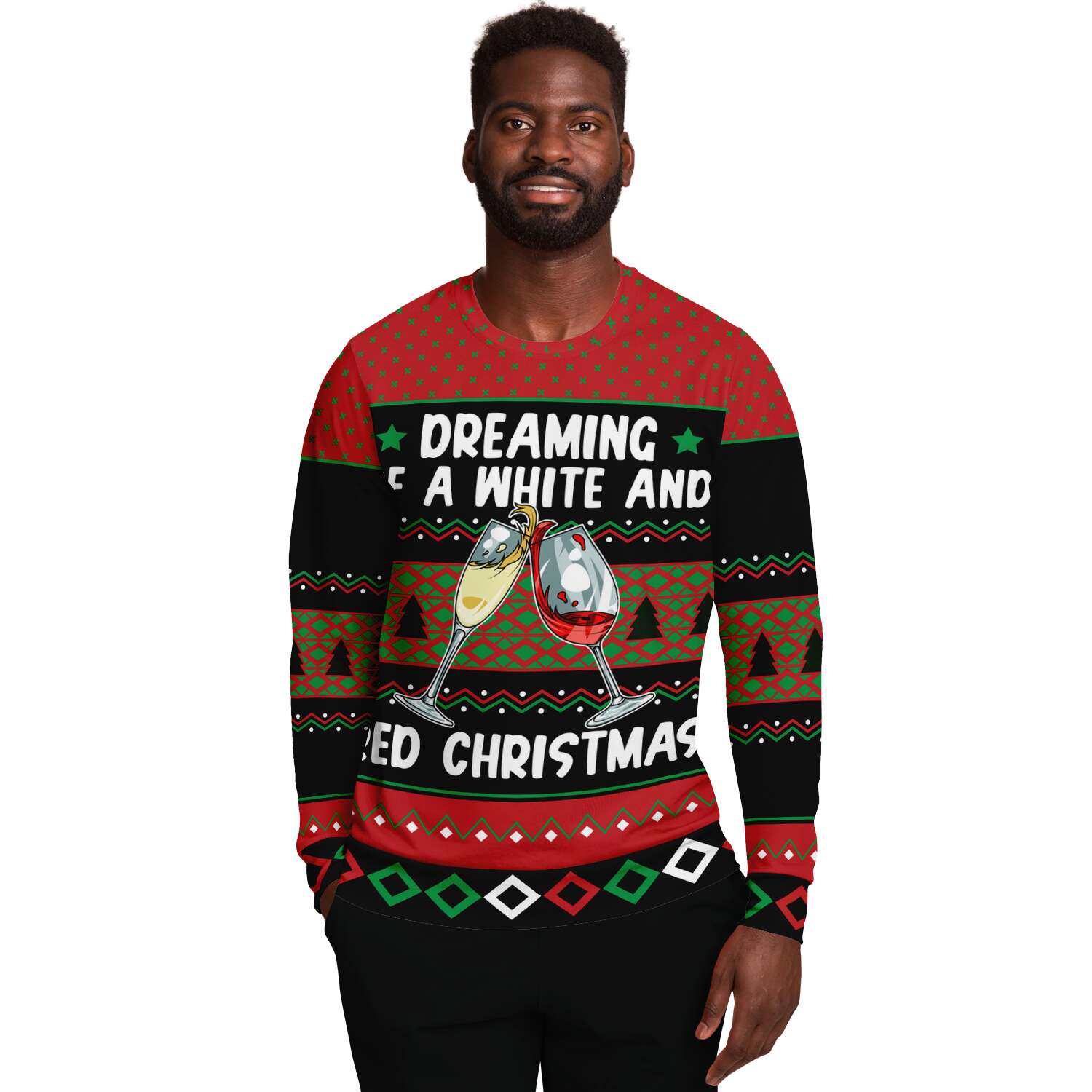 Dreaming Of A White And Red Christmas Wine Lover Ugly Christmas Sweater-grizzshop