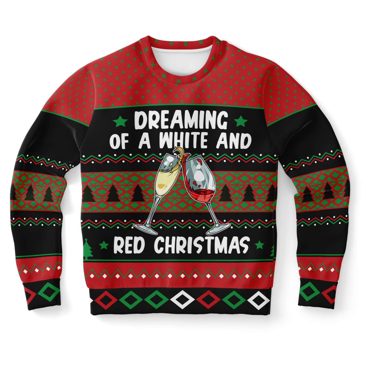 Dreaming Of A White And Red Christmas Wine Lover Ugly Christmas Sweater-grizzshop