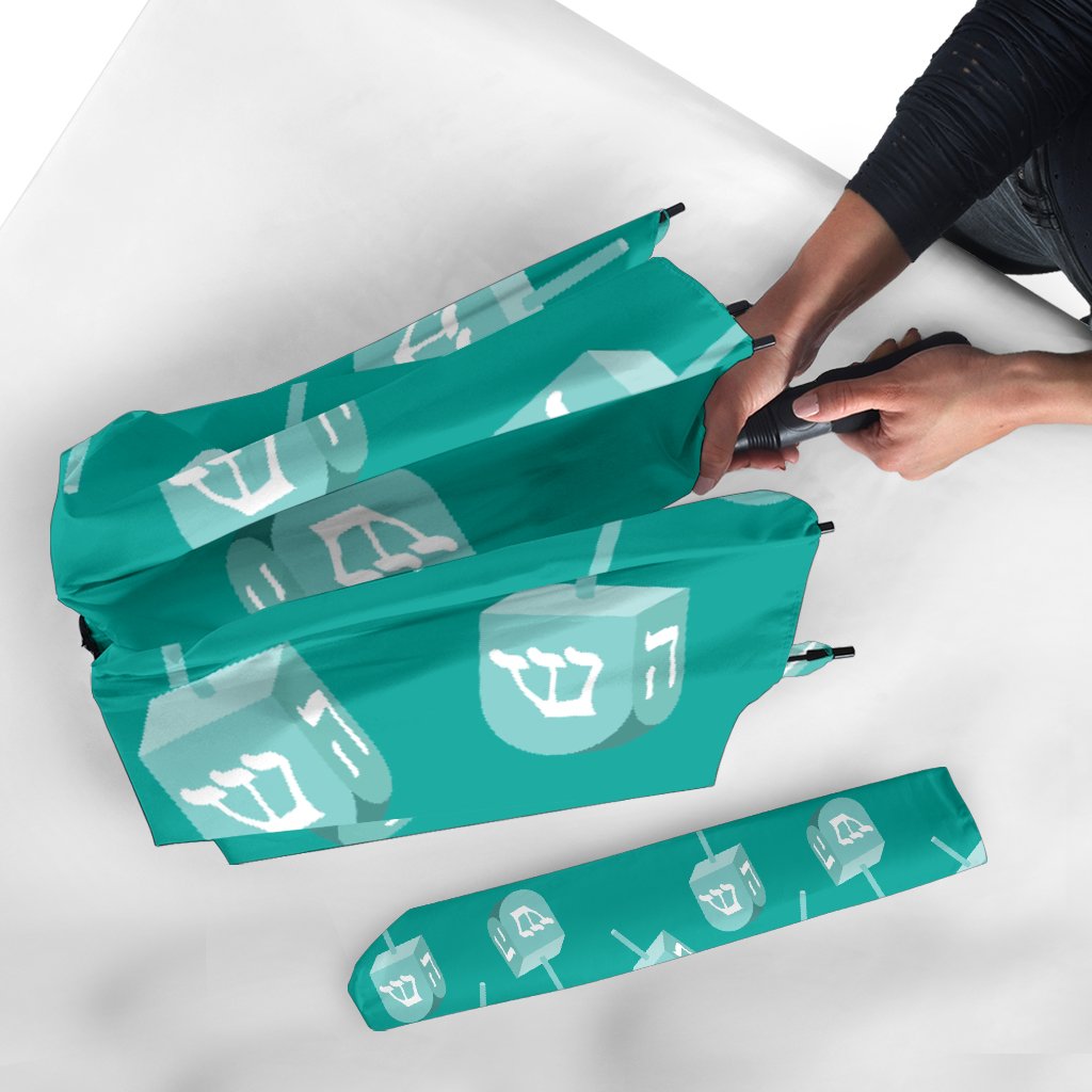 Dreidel Pattern Print Automatic Foldable Umbrella-grizzshop